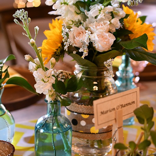 mason jar with flowers for country chic wedding